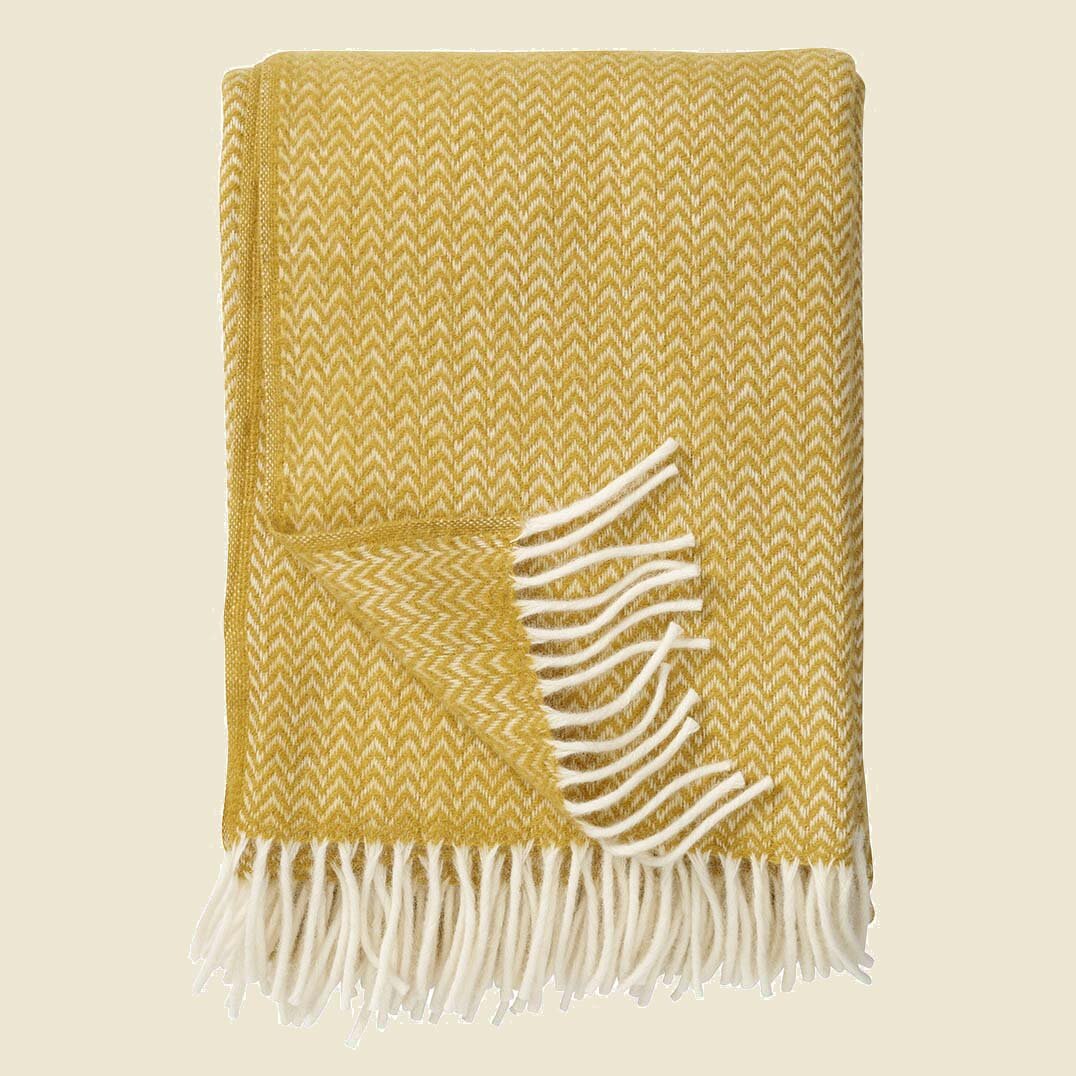 Klippan Chevron Luxus-Wolldecke Gelb