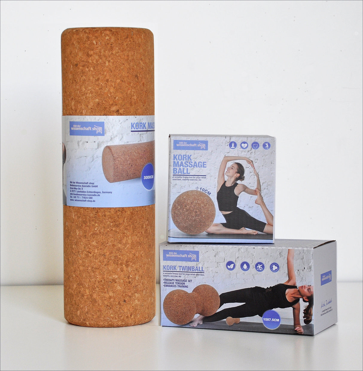 Kork Massage-Set mit Faszienrolle